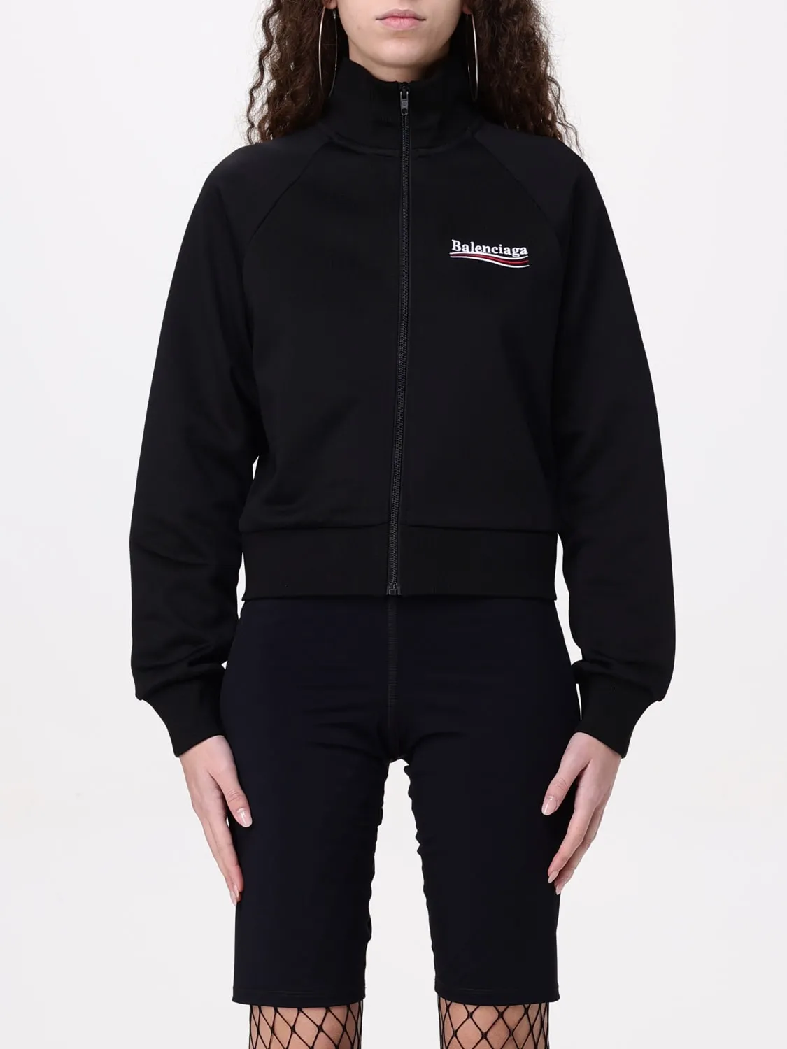 Felpa in misto cotone con logo ricamato Balenciaga