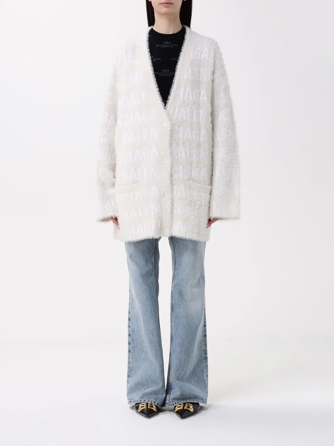 Cardigan oversize logato Balenciaga