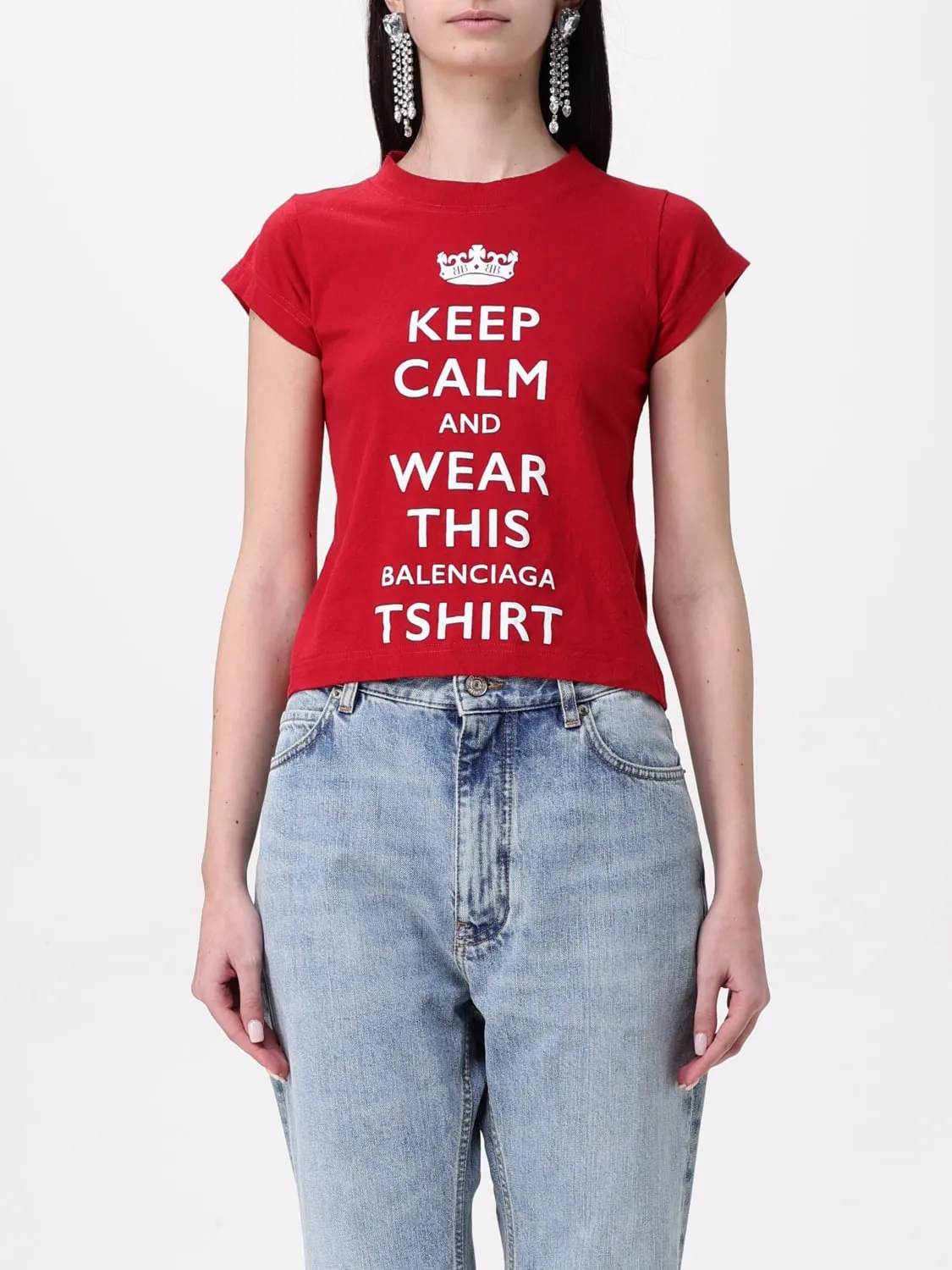 T-shirt in cotone Balenciaga con stampa slogan