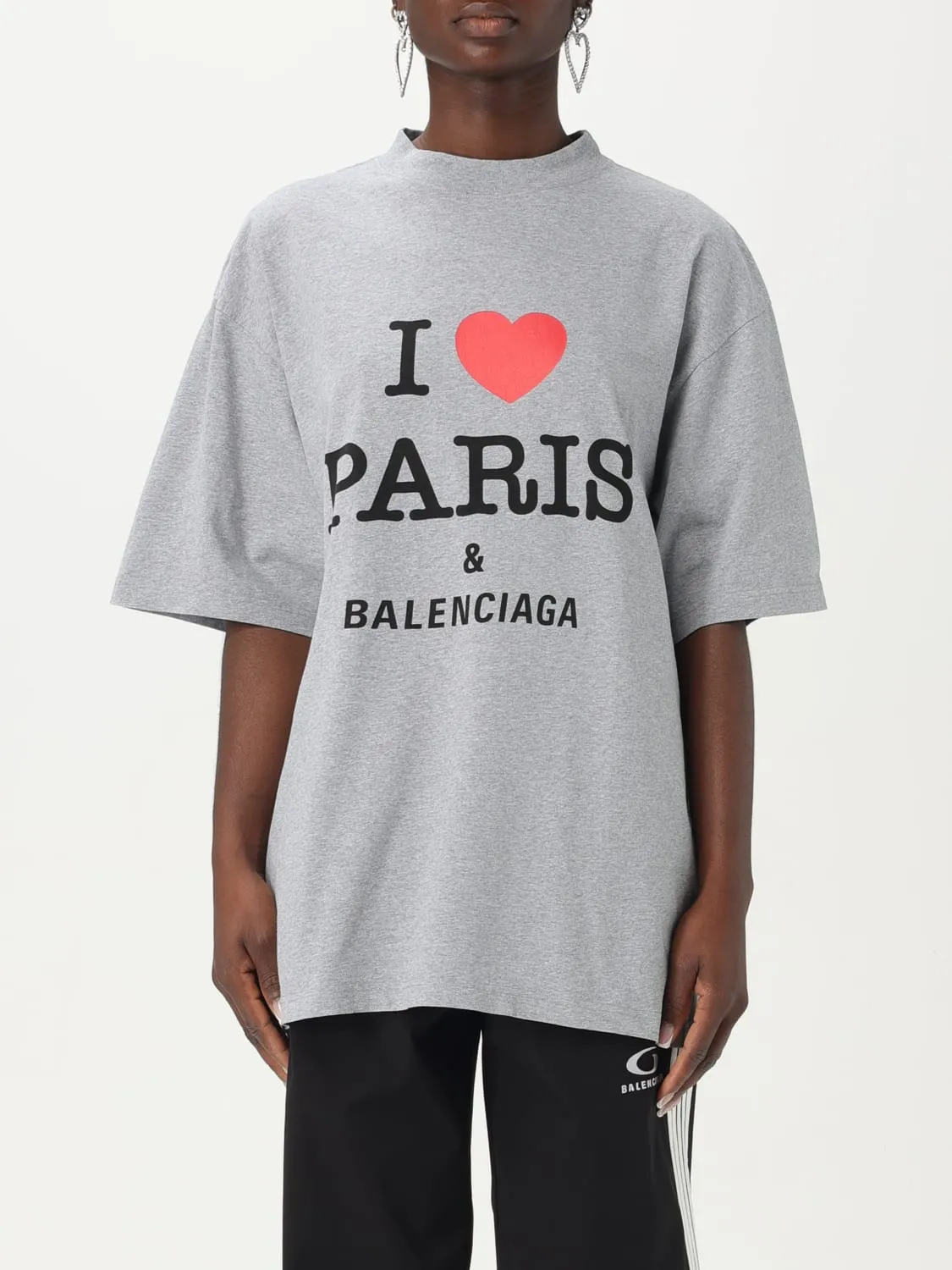T-shirt oversize con stampa I Love Paris Balenciaga