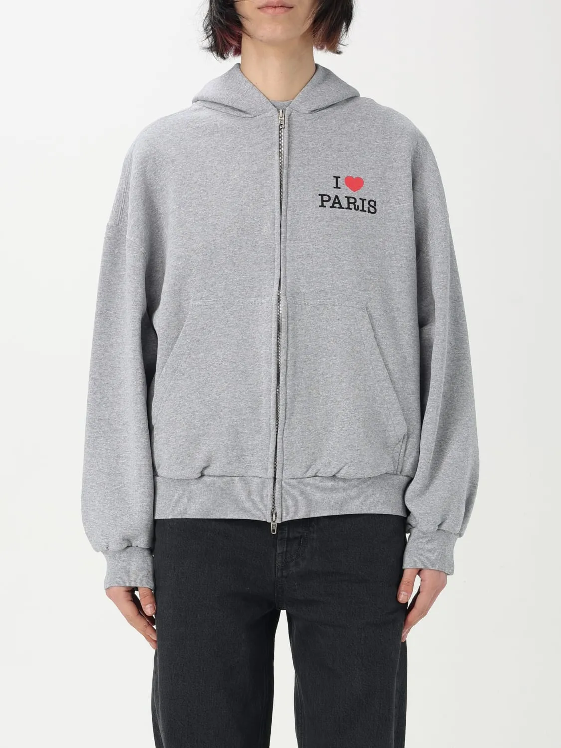 Felpa con cappuccio in cotone con stampa logo Balenciaga