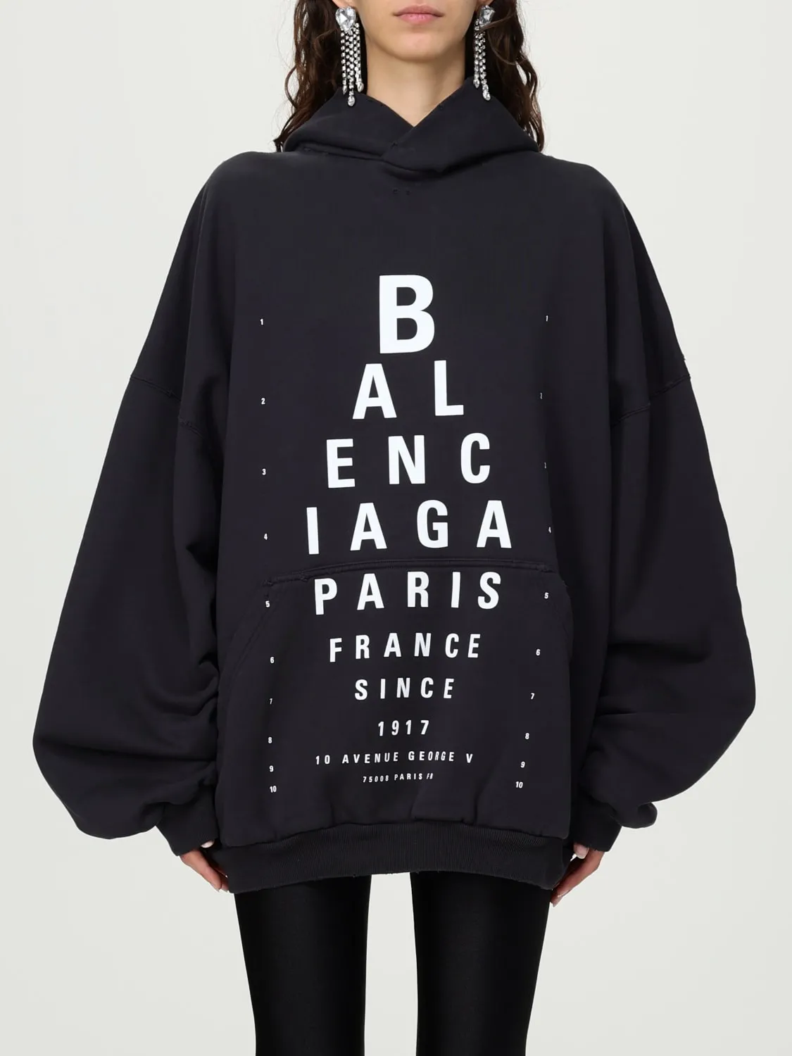 Felpa over con cappuccio e logo Balenciaga