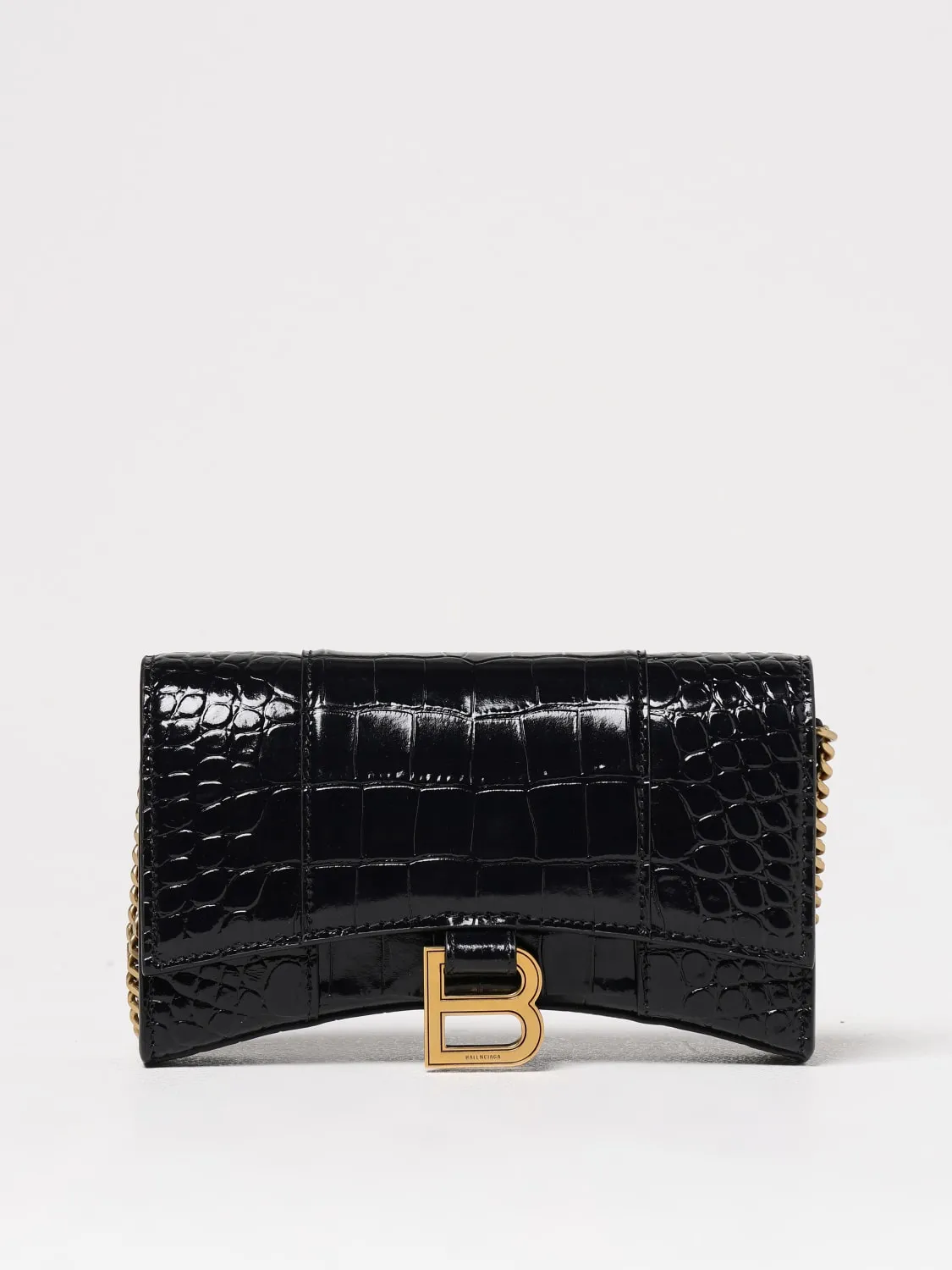 Borsa wallet Hourglass Balenciaga in pelle spazzolata stampa cocco