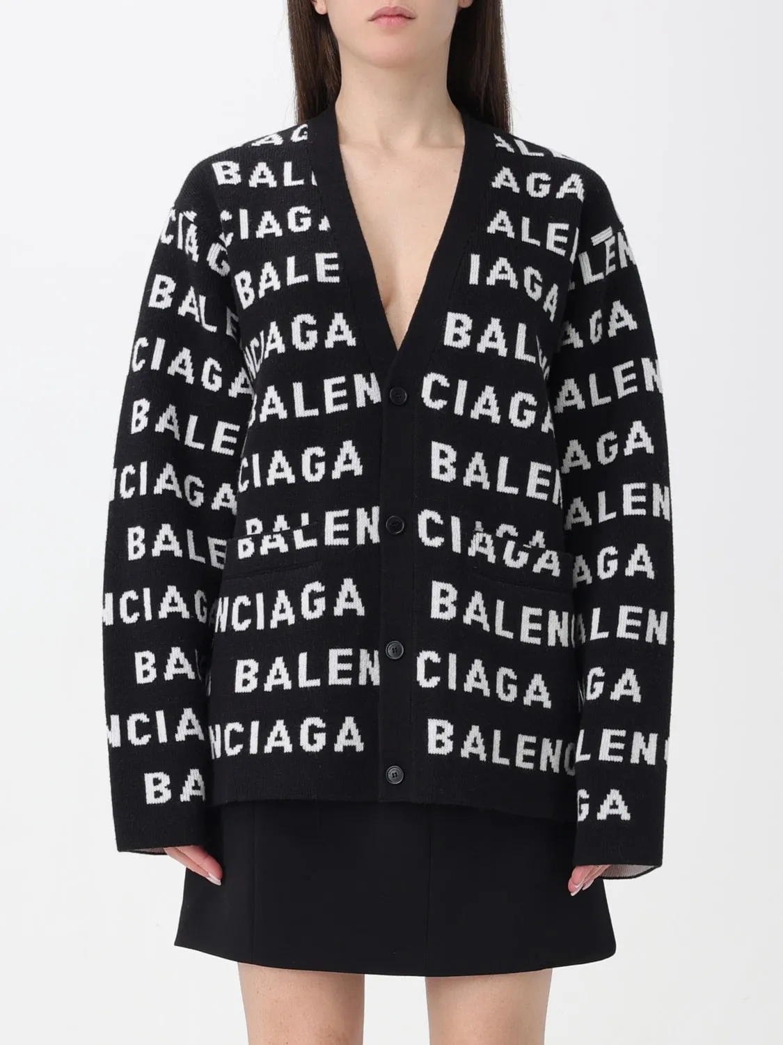 Cardigan con logo all-over Balenciaga