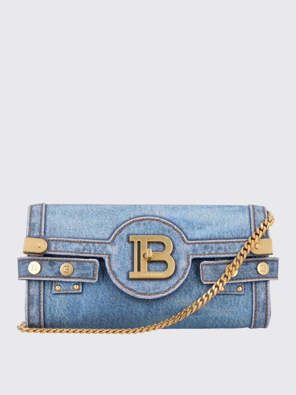 Clutch B-Buzz 23 Balmain in denim di cotone