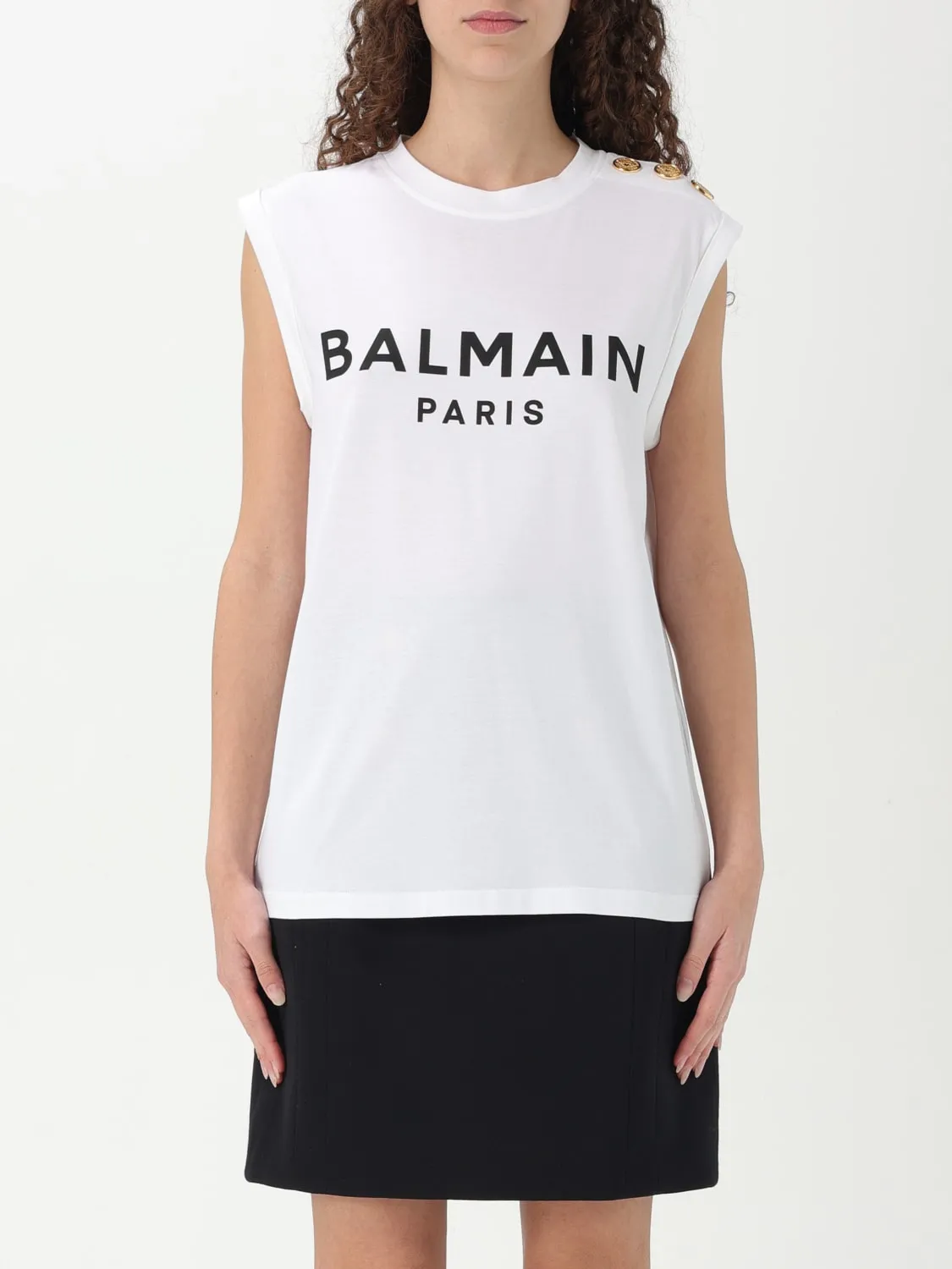Canotta Balmain in cotone con logo