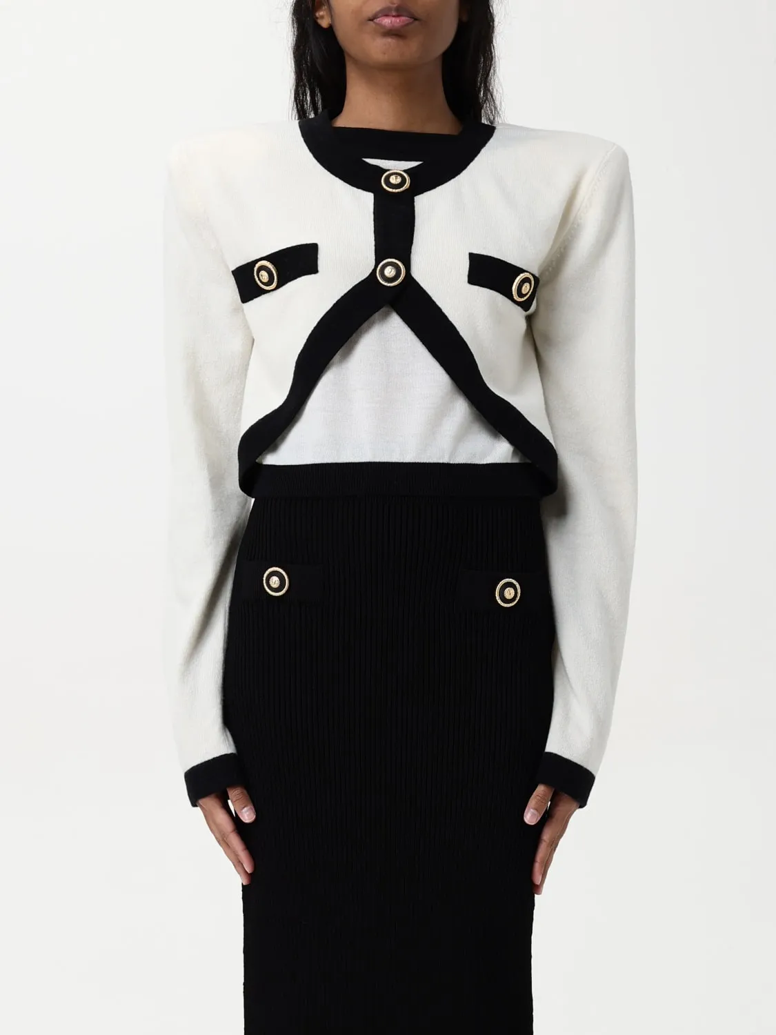 Cardigan crop in lana e cashmere Balmain