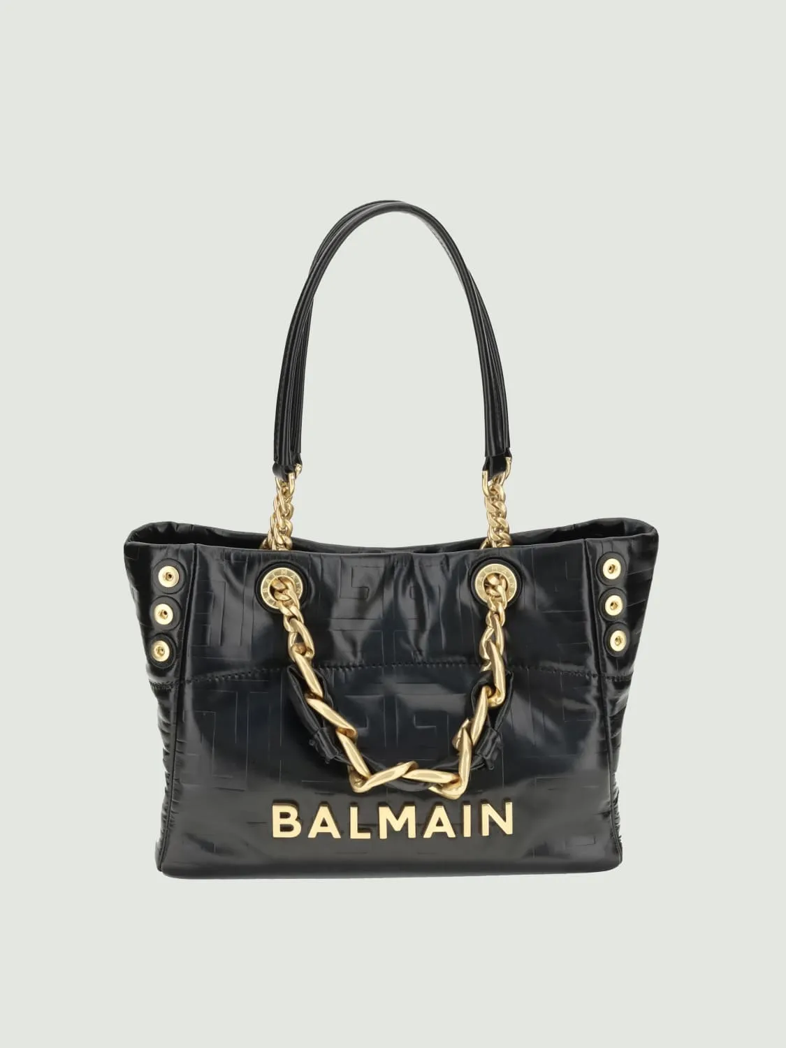 Borsa Shopper 1945 Soft Balmain in pelle con monogram goffrato