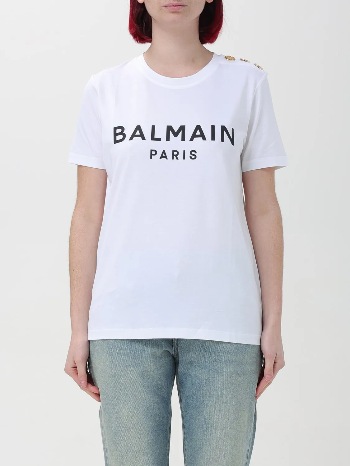 T-shirt Balmain in jersey con bottoni