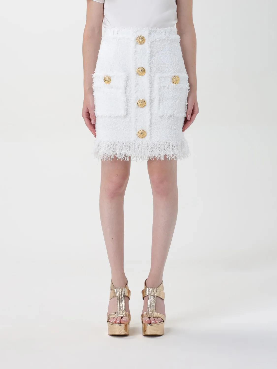 Gonna a 6 bottoni Balmain in tweed