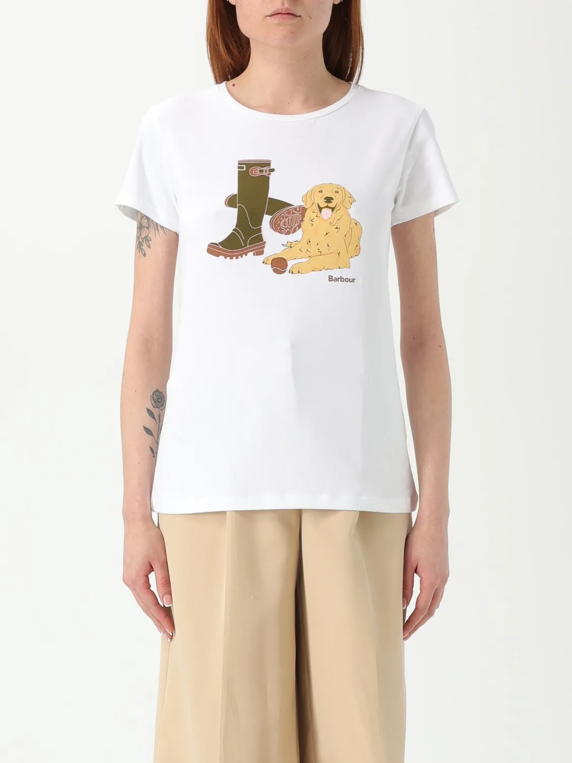 T-shirt stampata Barbour in misto cotone