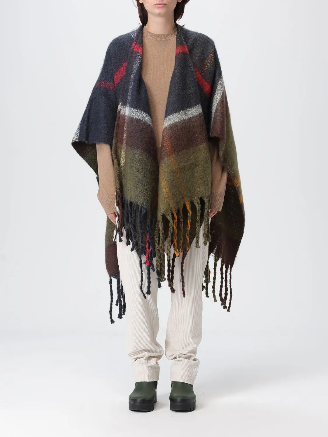 Poncho Barbour in lana check