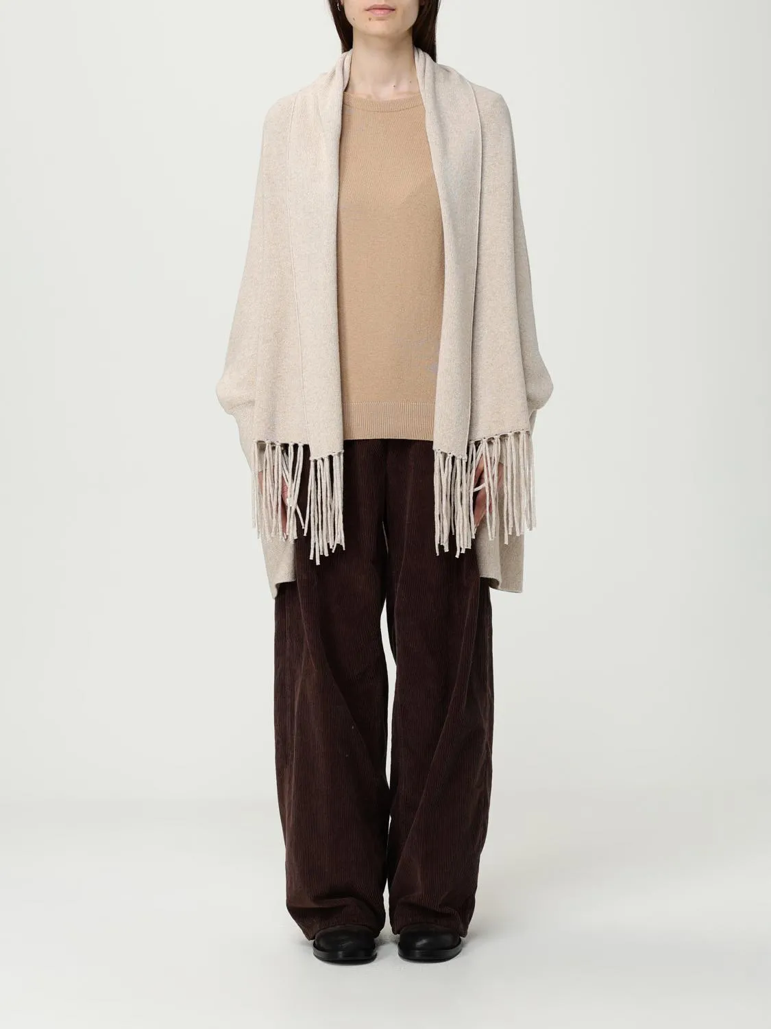 Cappa Barbour in misto lana con frange