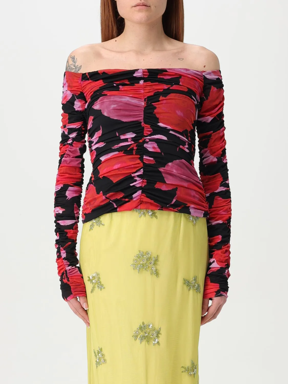 Top Blumarine in maglia con stampa floreale