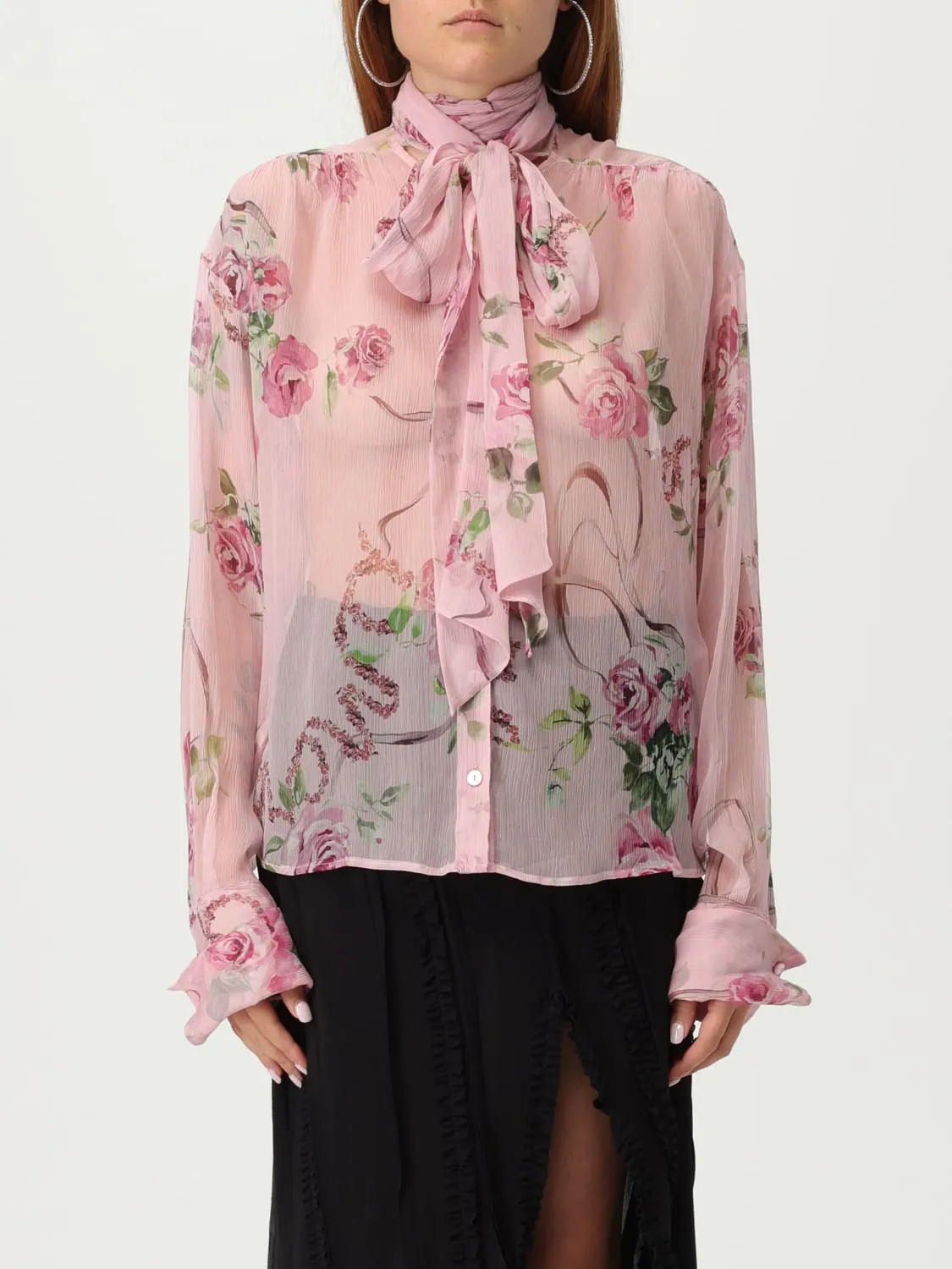 Camicia Blumarine in seta con stampa floreale