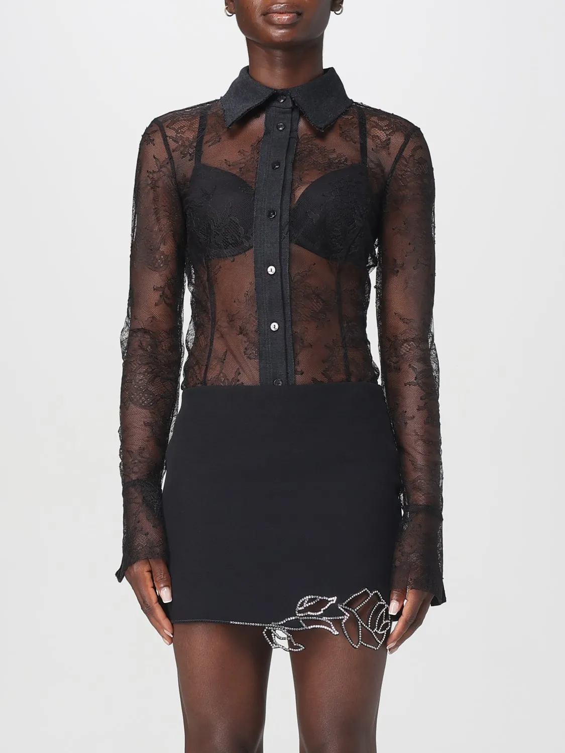 Camicia a body Blumarine in pizzo