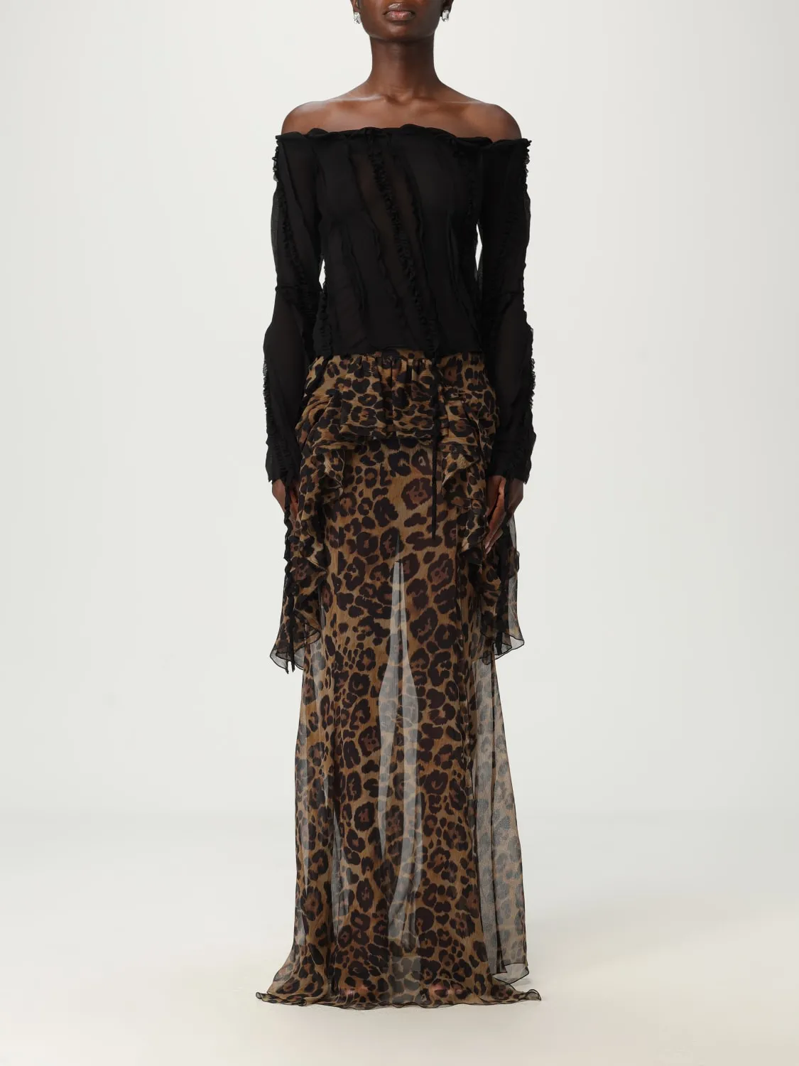 Top Blumarine in viscosa con rouches