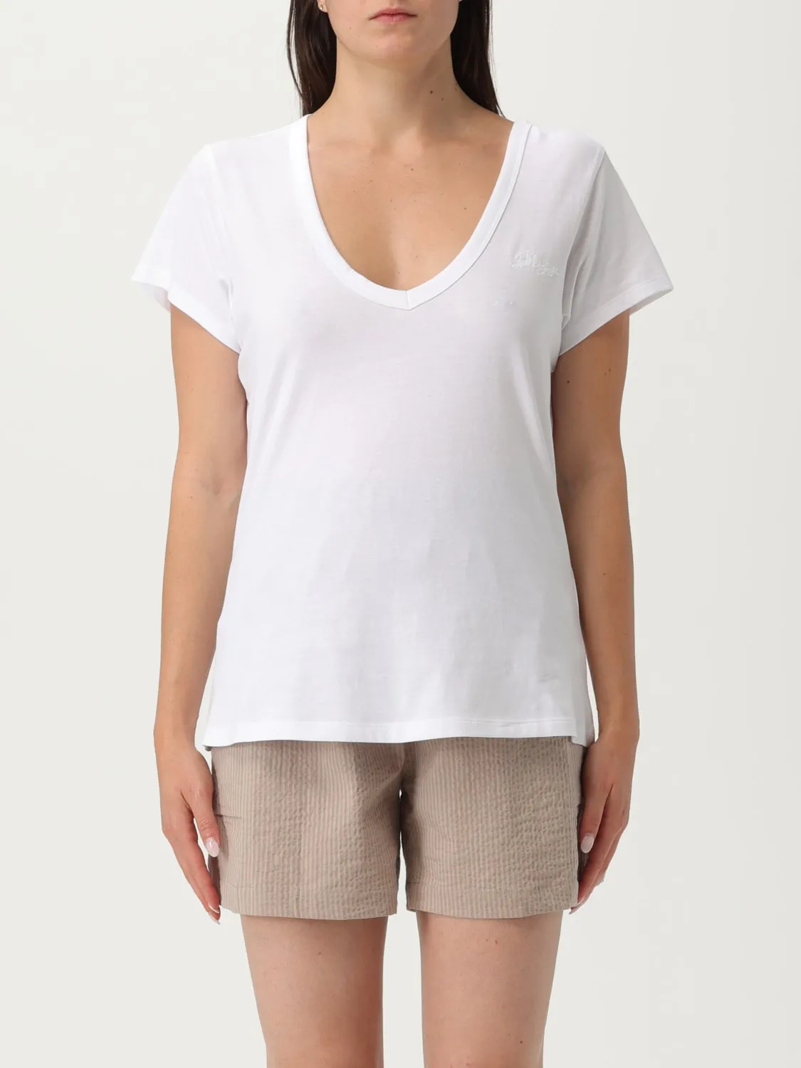 T-shirt a v in cotone Boss