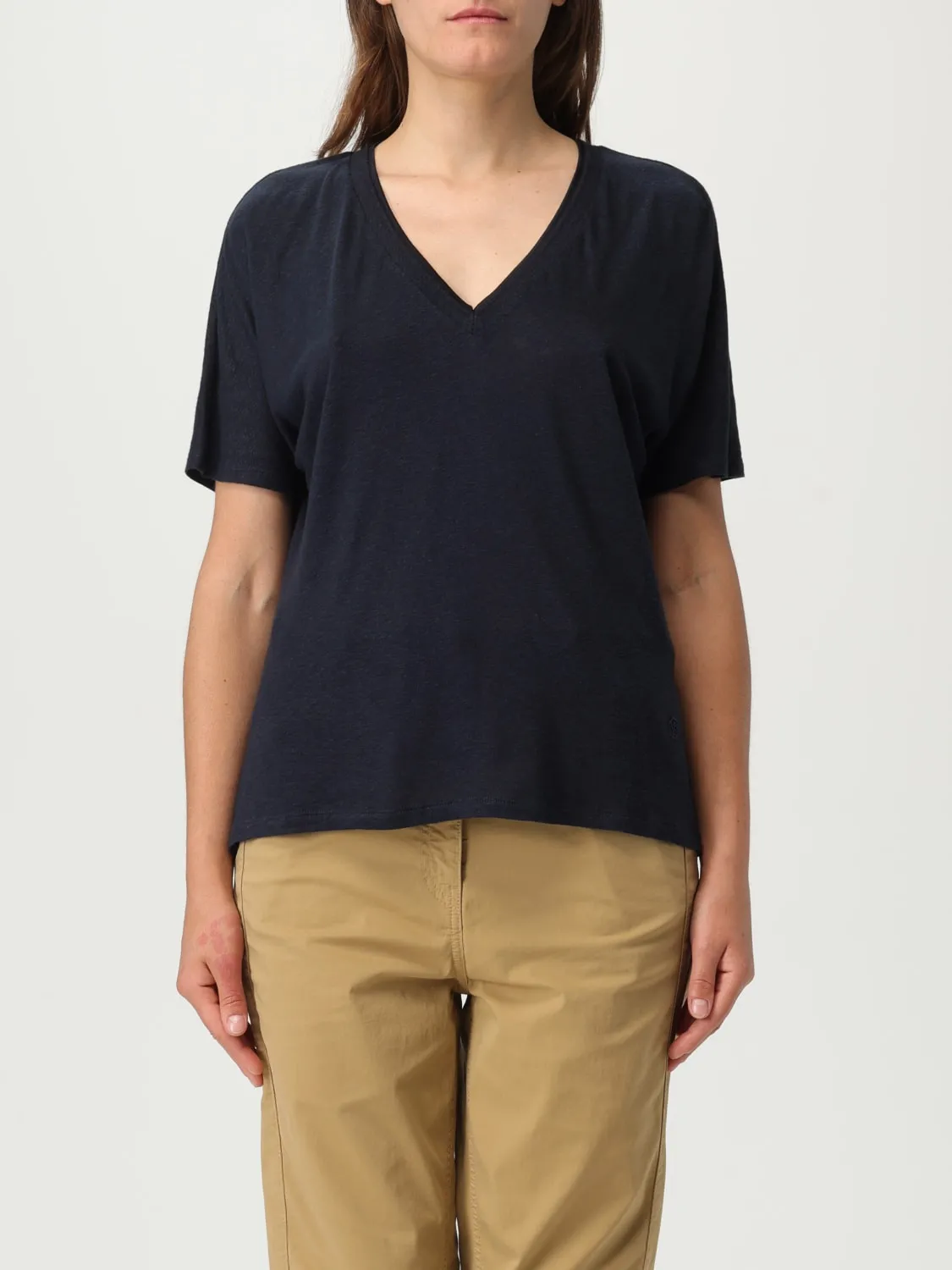 T-shirt a v Boss in misto lino