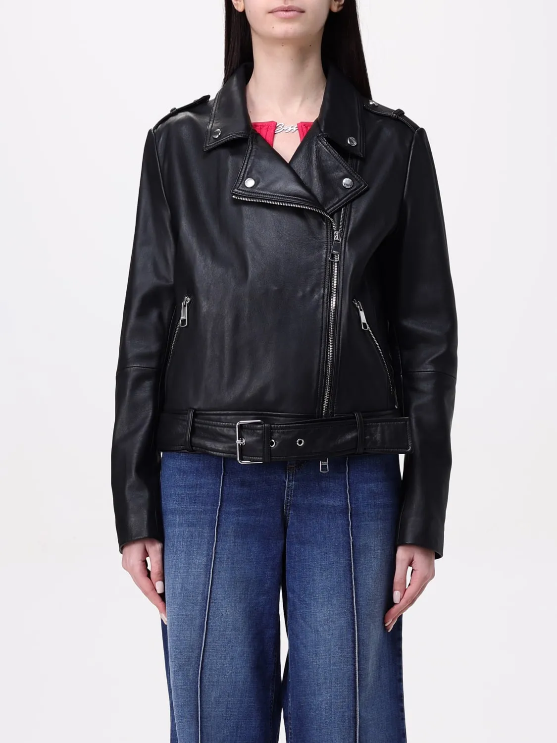 Giacca biker in pelle di agnello Boss