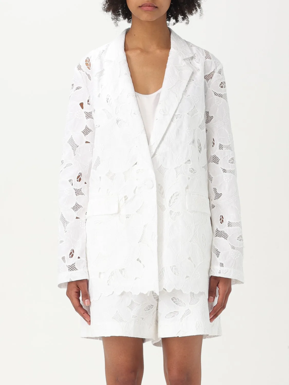 Blazer a monopetto in macramé