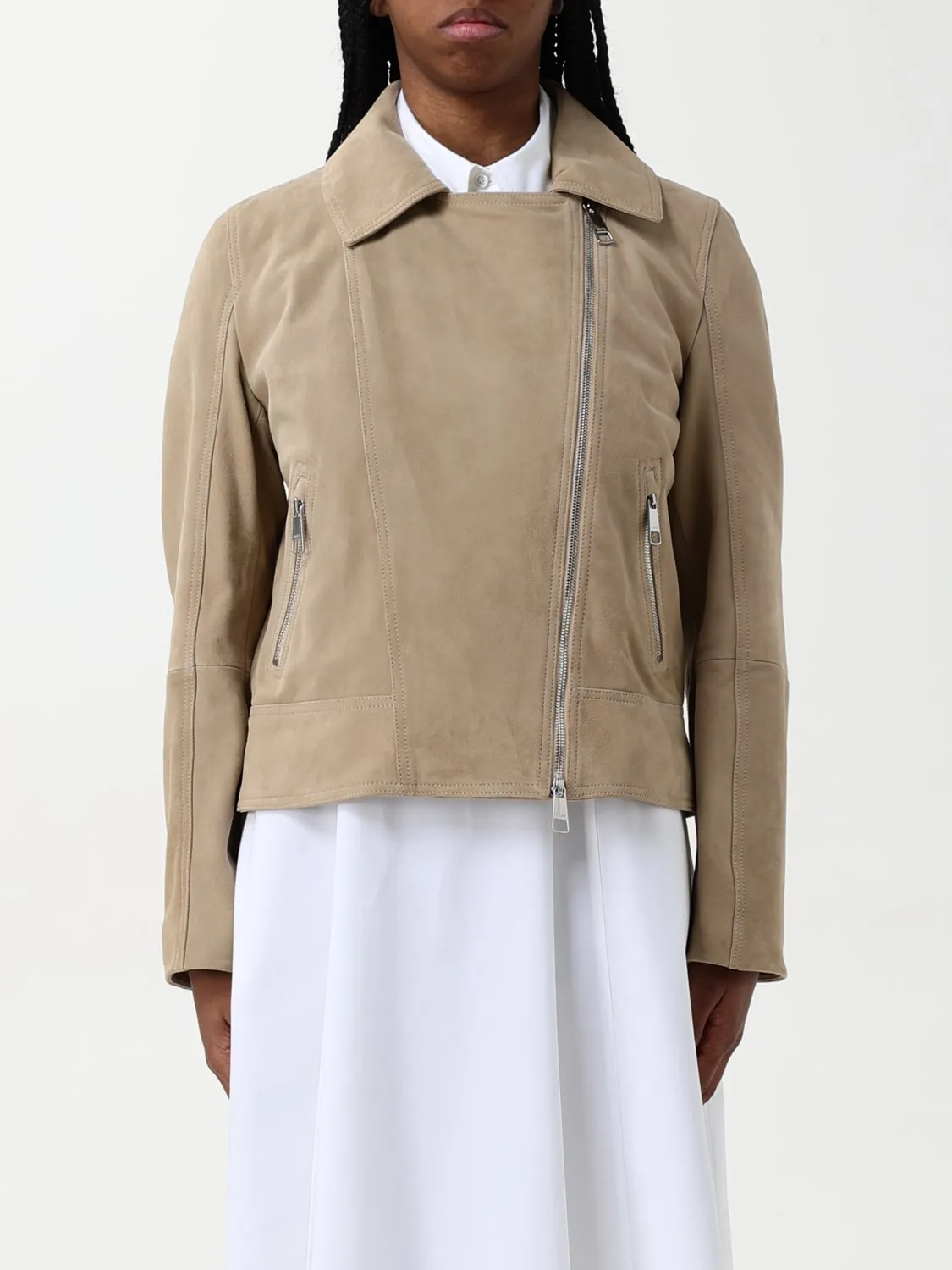 Giubbotto biker Boss in pelle scamosciata