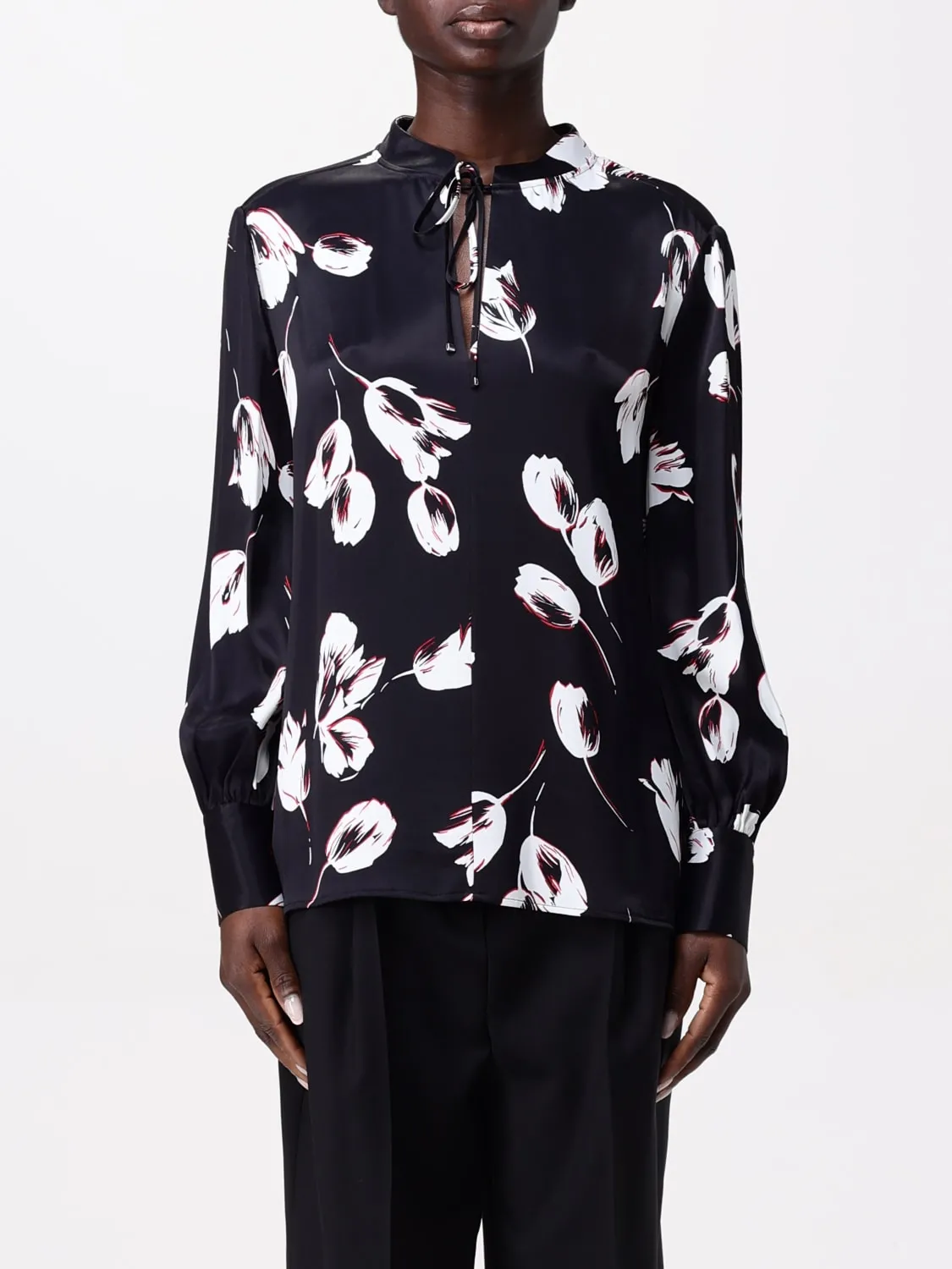 Blusa Boss in raso con stampa floreale