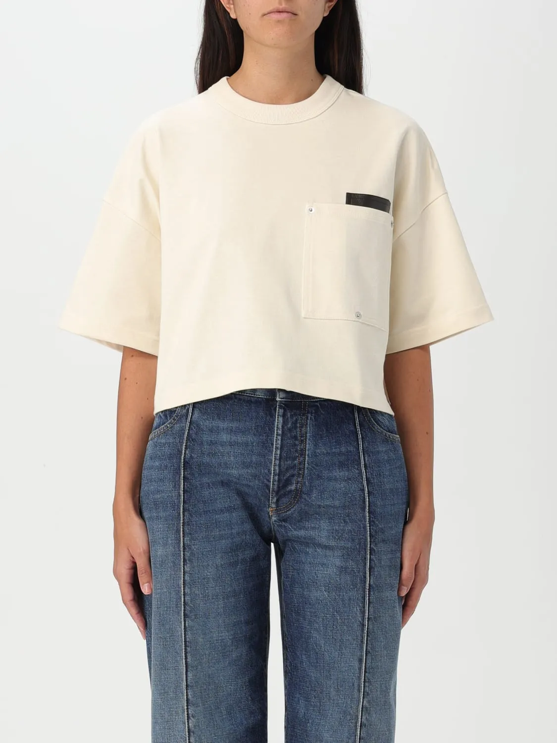 T-shirt crop con toppa Bottega Veneta