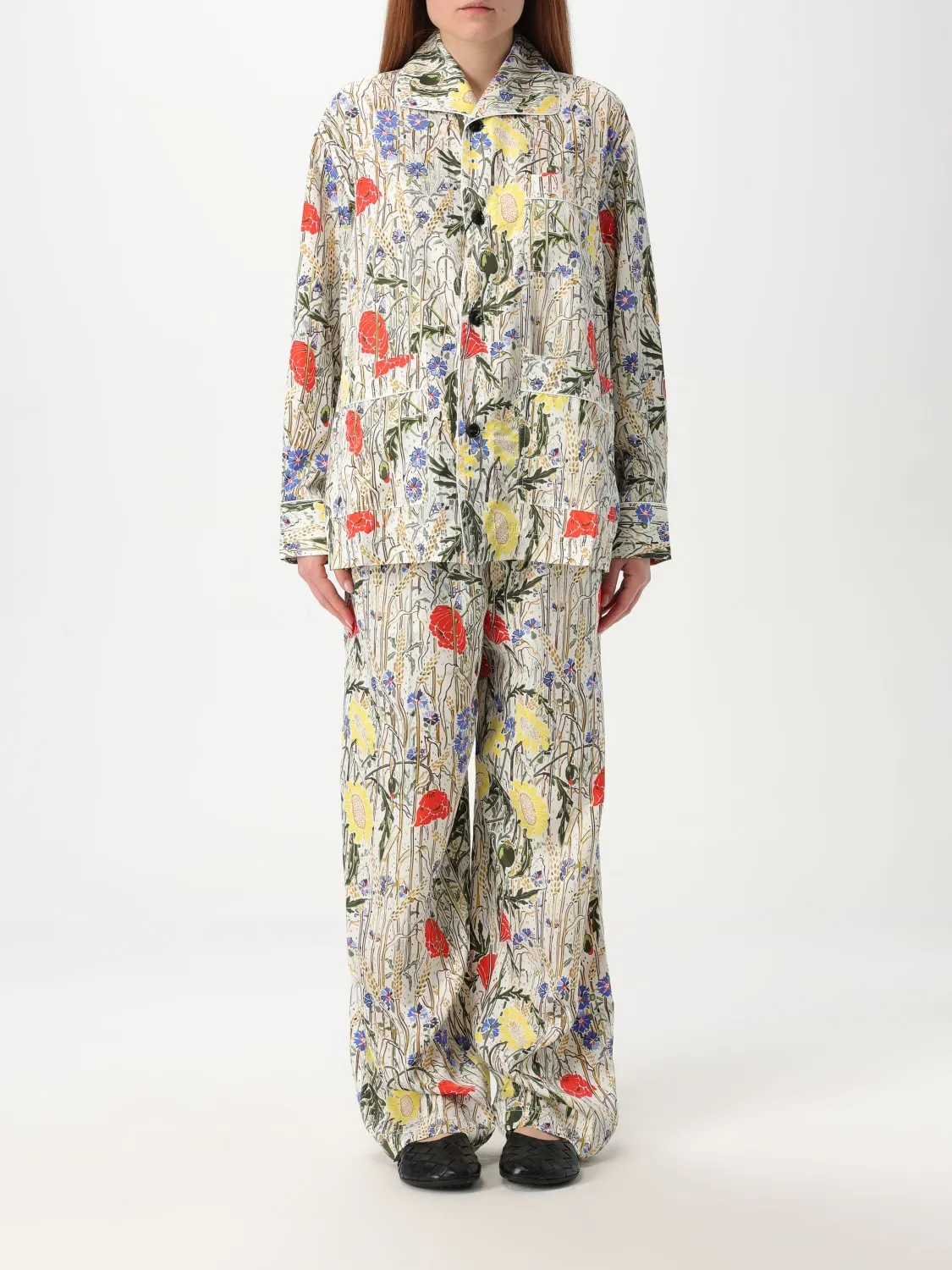 Completo Bottega Veneta in viscosa e seta con stampa floreale