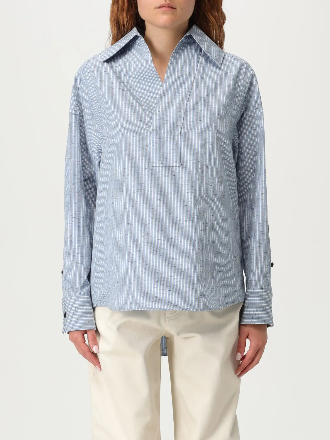 Camicia Bottega Veneta in misto cotone gessato