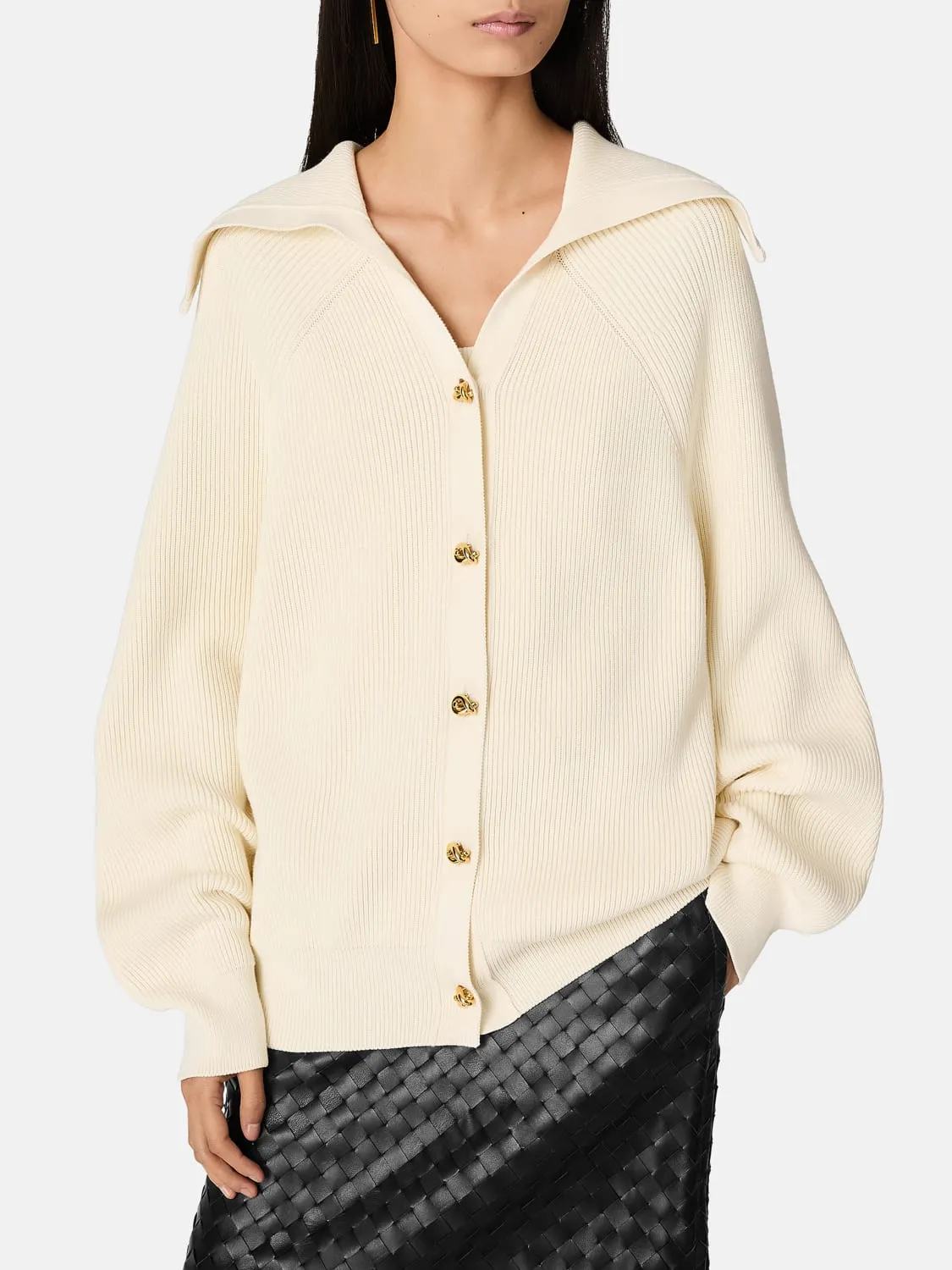 Cardigan in cotone a coste Bottega Veneta