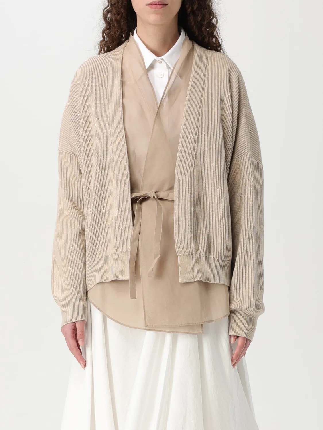 Cardigan double-layer Brunello Cucinelli in maglia e organza