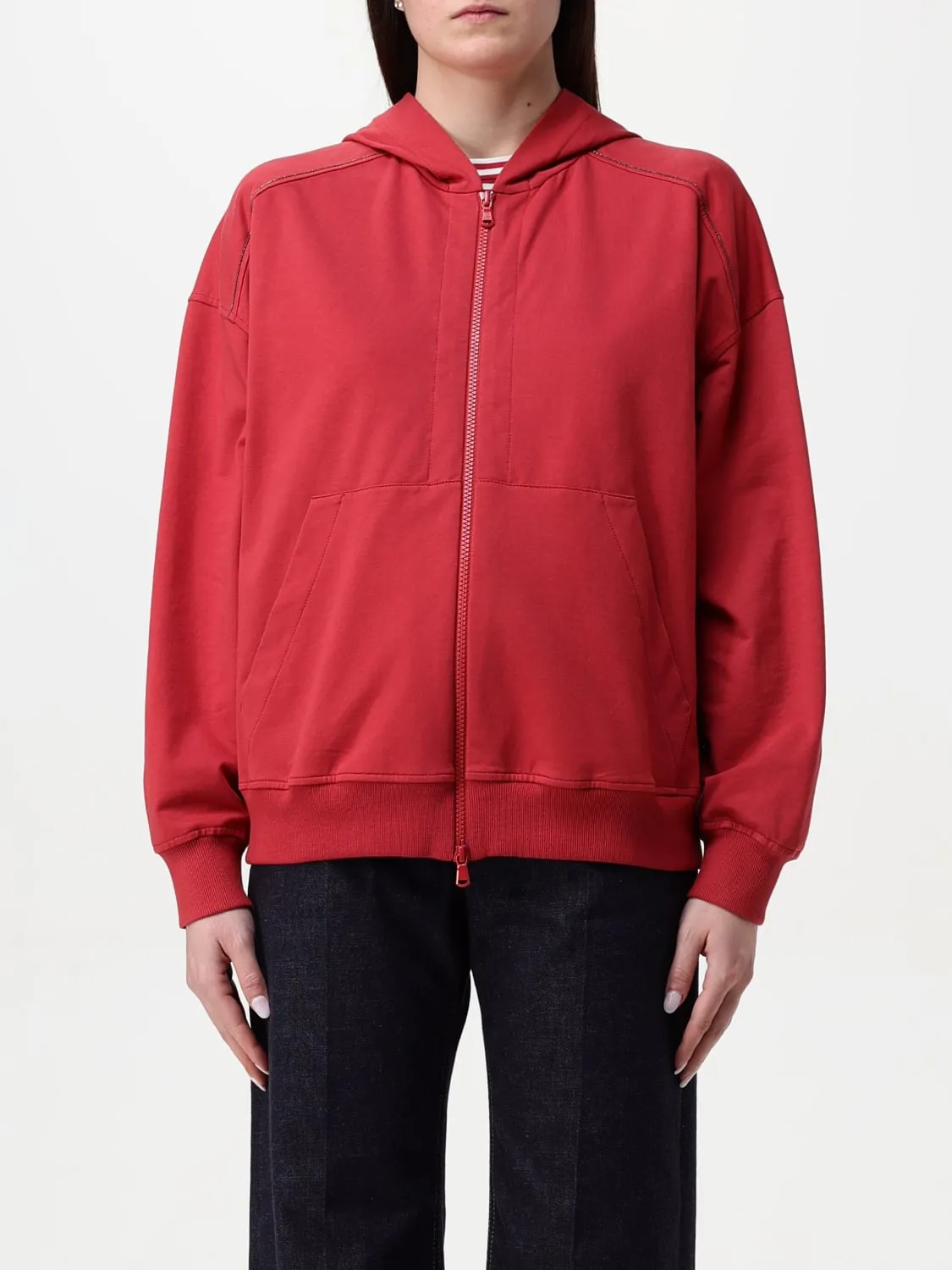 Felpa Brunello Cucinelli in cotone con monile