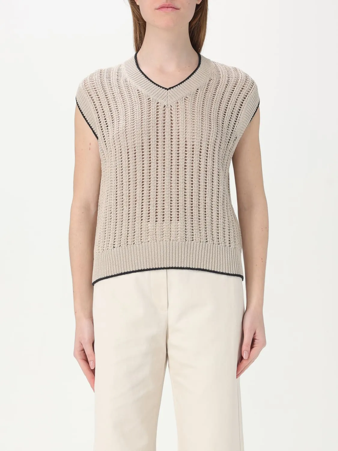 Gilet in maglia di cotone Brunello Cucinelli