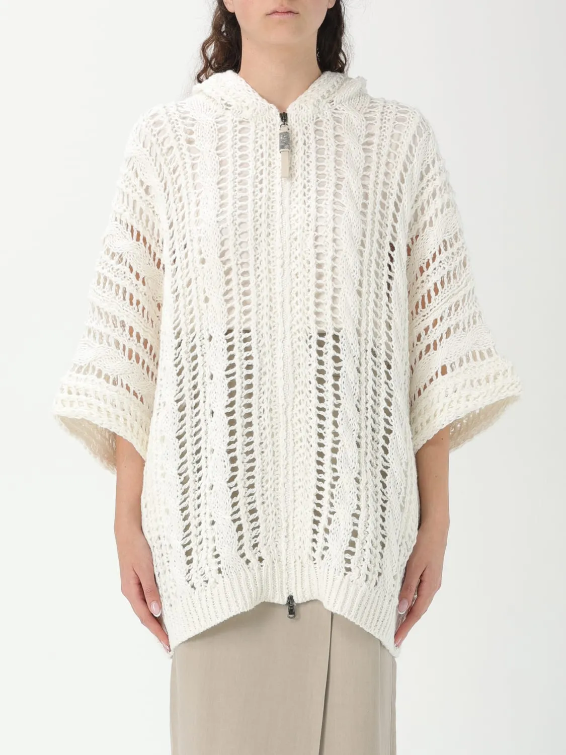 Cardigan in cotone e juta Brunello Cucinelli