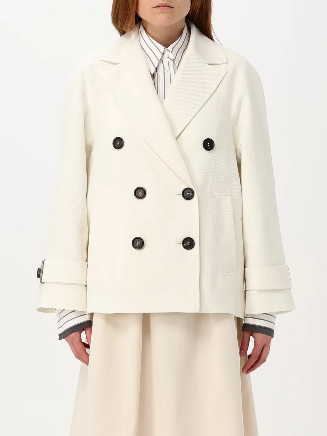 Cappotto a doppiopetto Brunello Cucinelli in misto cotone