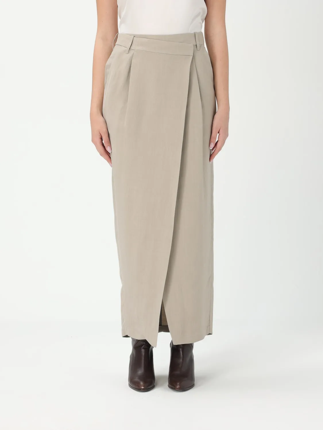 Gonna a portafoglio in misto lino Brunello Cucinelli