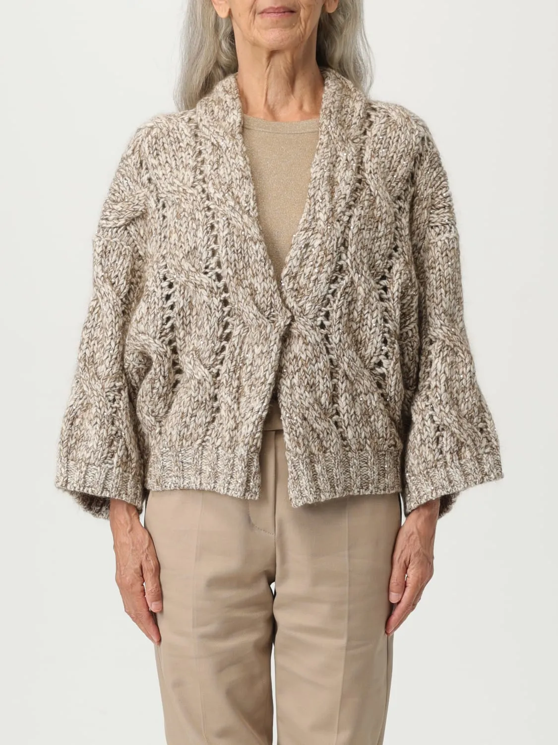 Cardigan in misto cachemire con paillettes Brunello Cucinelli