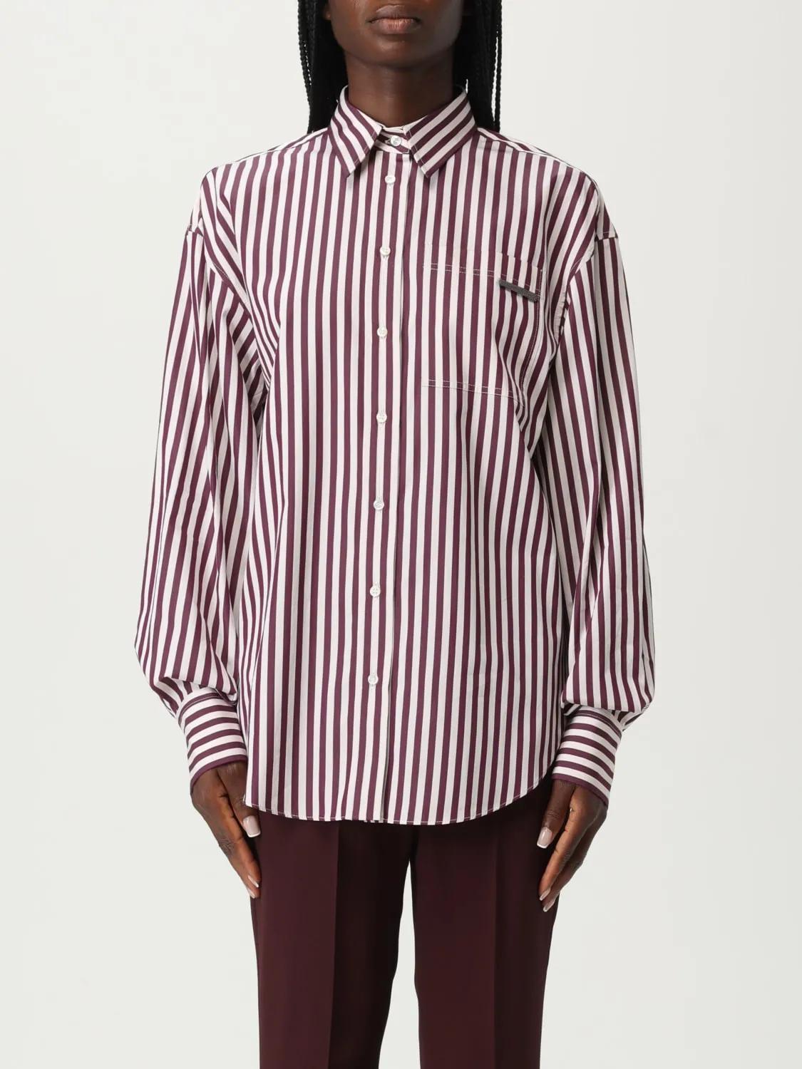 Camicia classico Brunello Cucinelli in cotone a righe