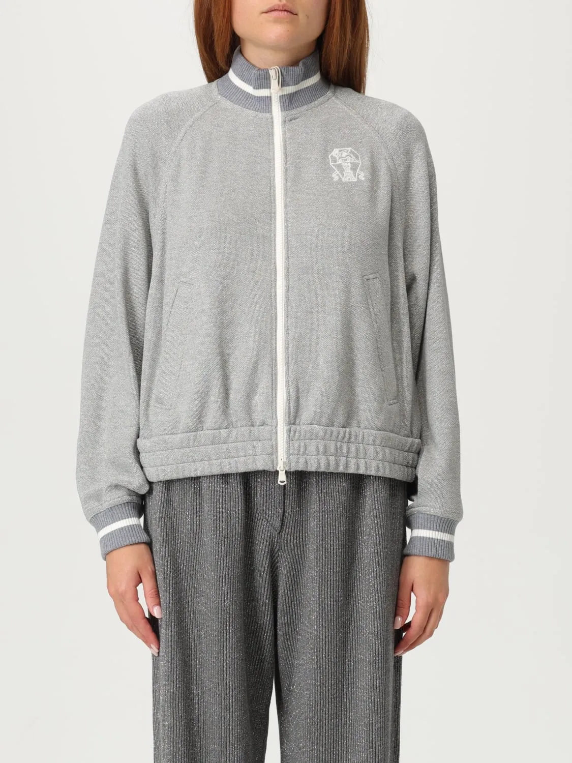 Felpa in misto cotone con stemma Brunello Cucinelli