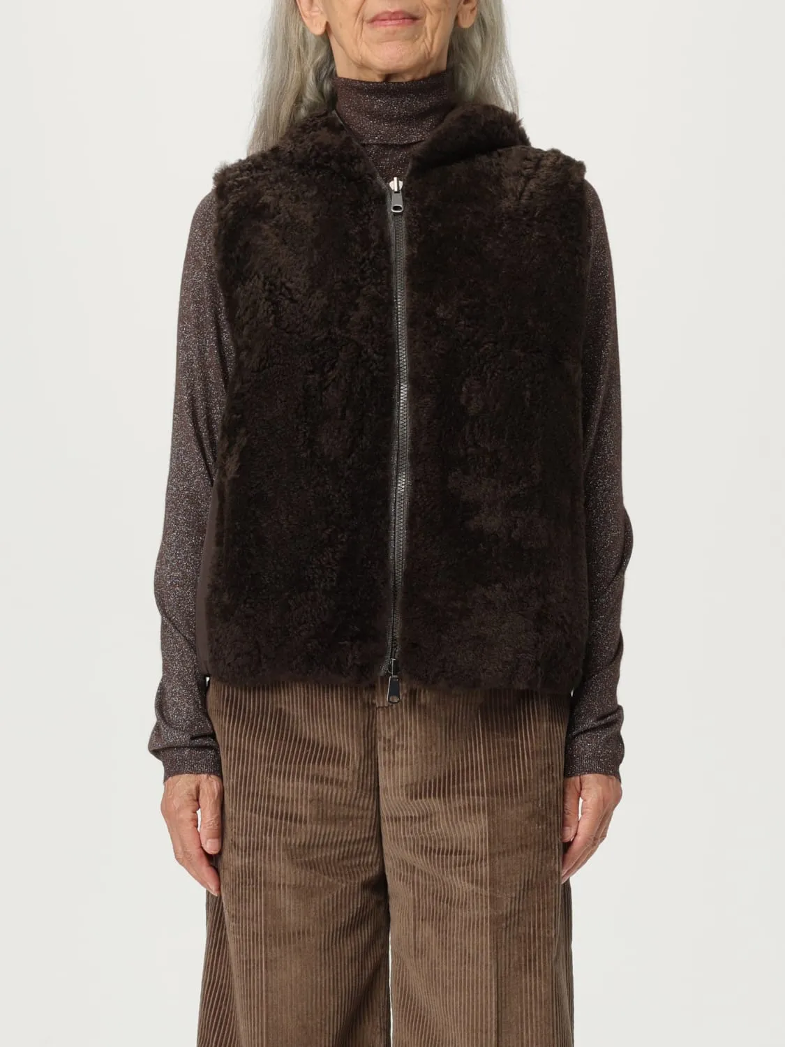 Gilet reversibile con cappuccio e zip Brunello Cucinelli
