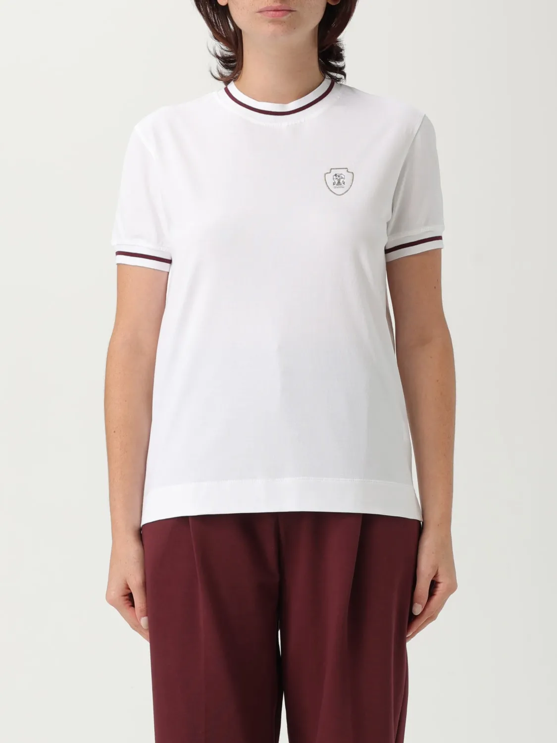 T-shirt in cotone con stemma Brunello Cucinelli