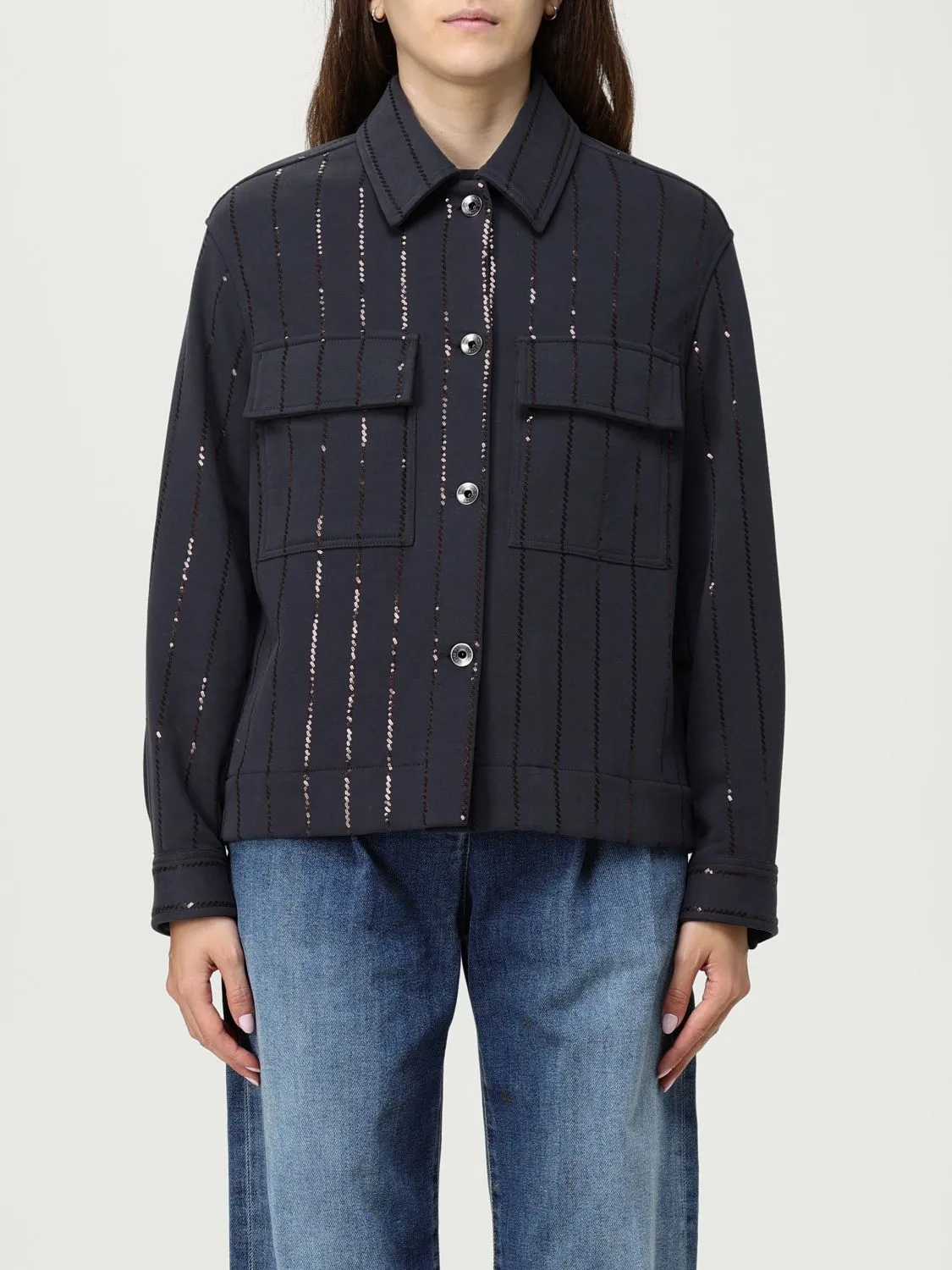 Giacca di cotone con paillettes Brunello Cucinelli