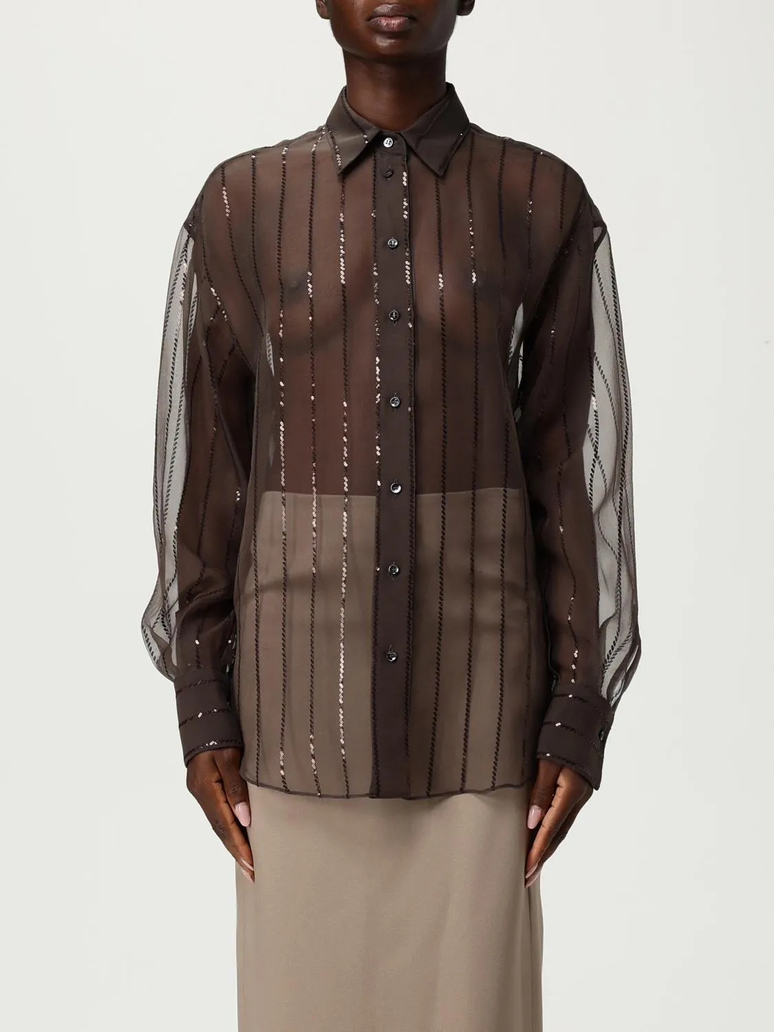 Camicia Brunello Cucinelli in seta con paillettes