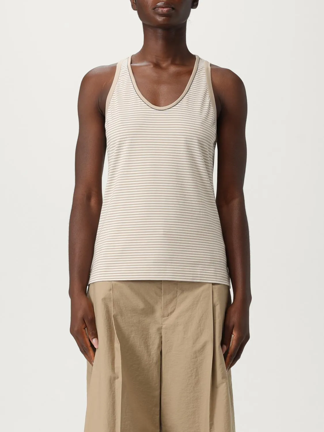 Canotta Brunello Cucinelli in cotone a righe