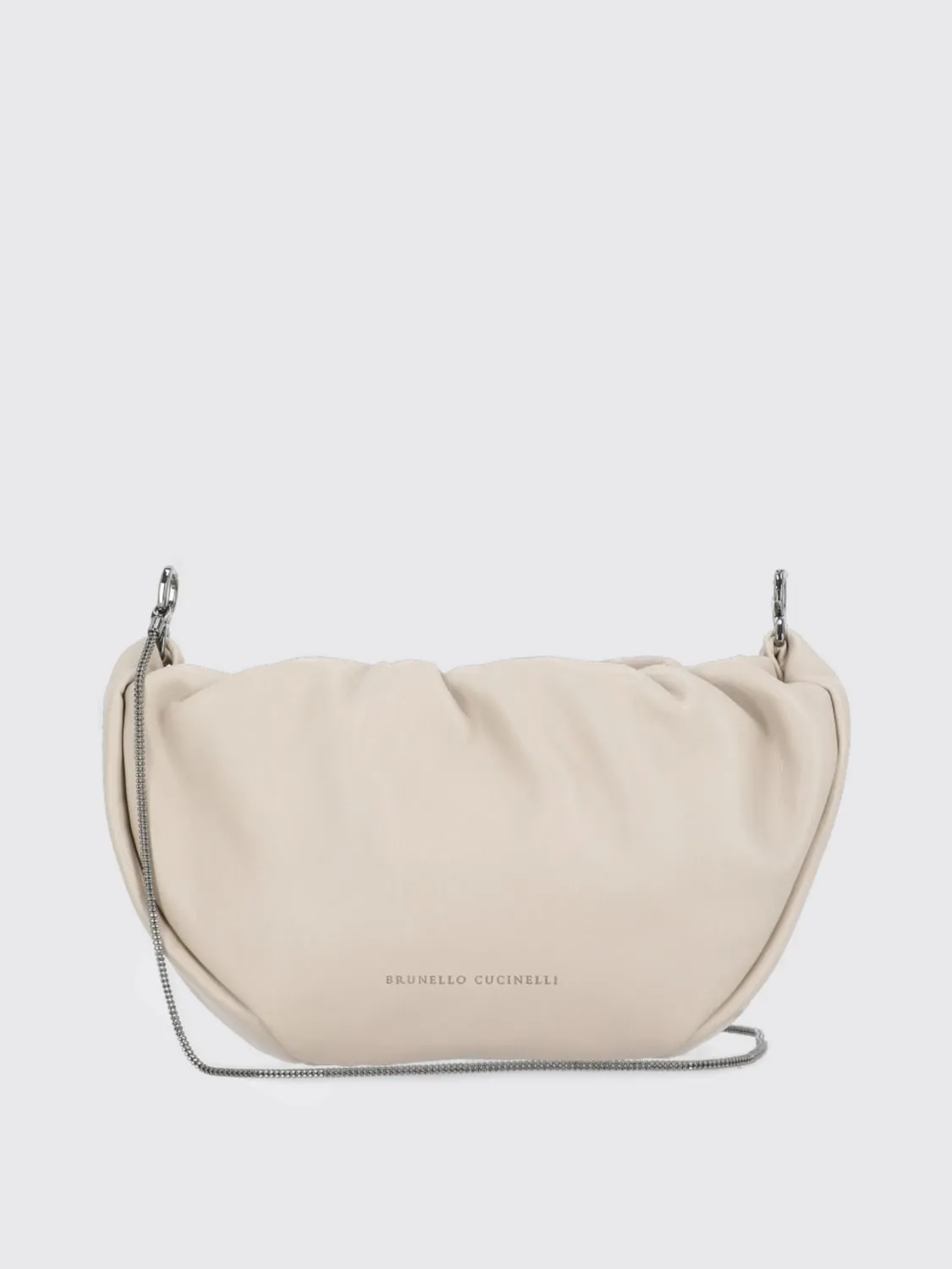 Borsa Hobo Brioche Brunello Cucinelli in pelle soft con Precious Chain