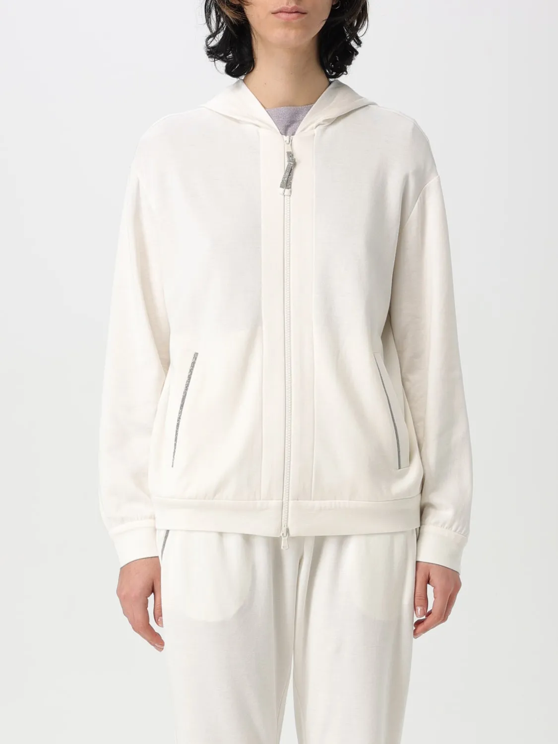 Felpa in misto cotone con cappuccio Brunello Cucinelli