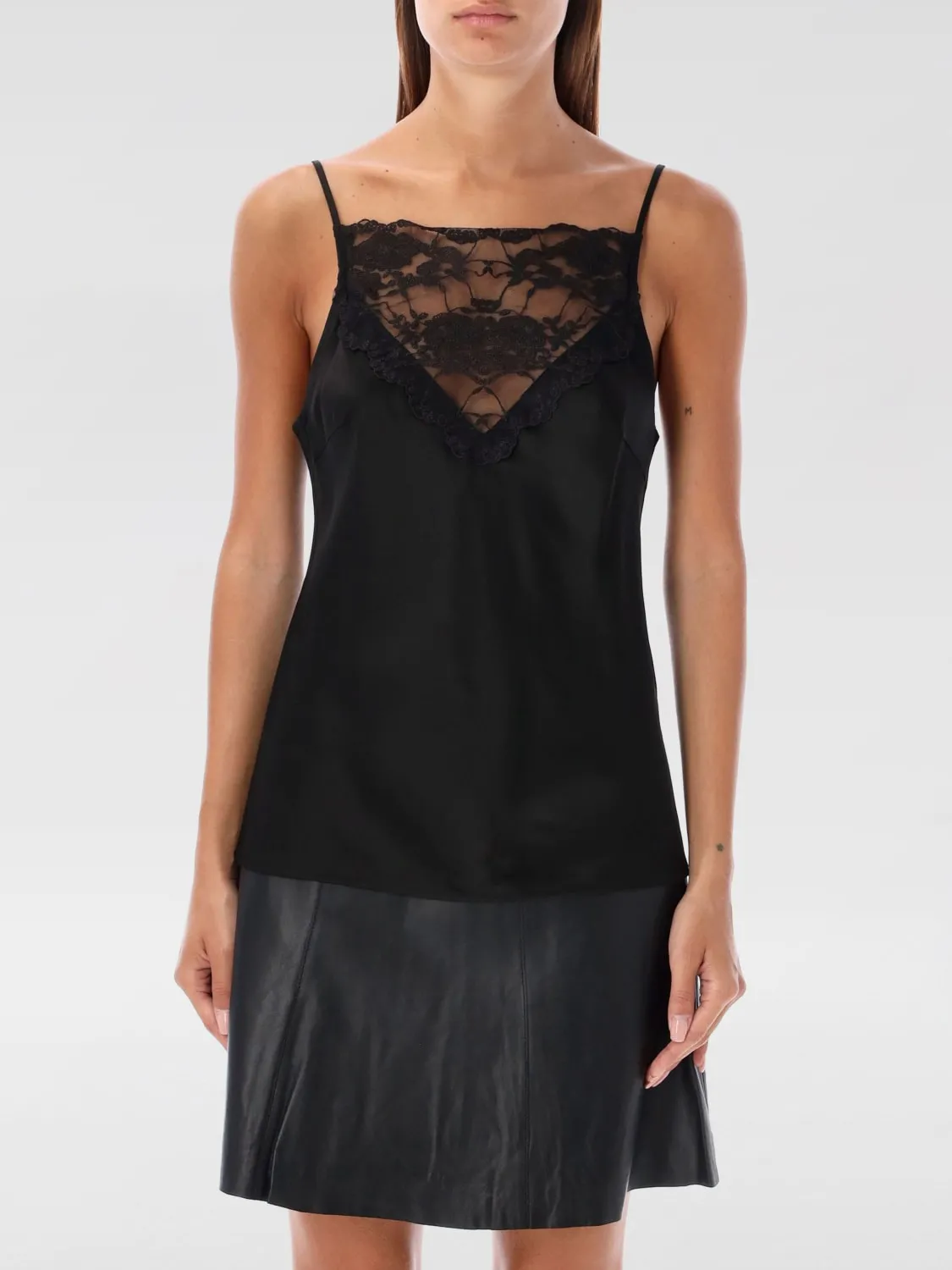Top by Malene Birger in seta con inserti in pizzo