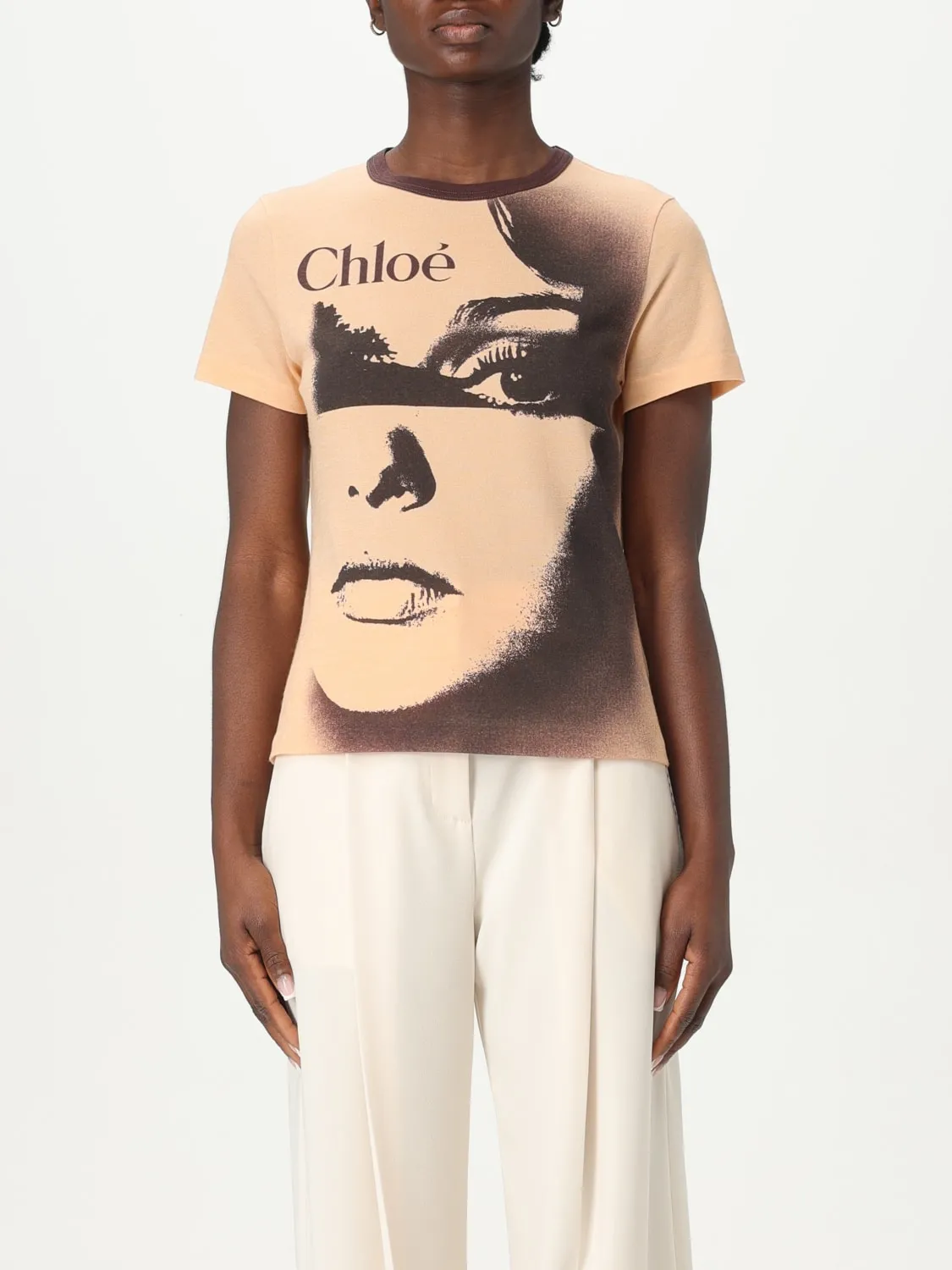 T-shirt stampata Chloé in poliestere e lana