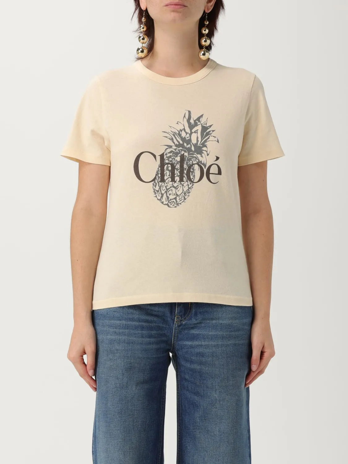 T-shirt in cotone con logo Chloé